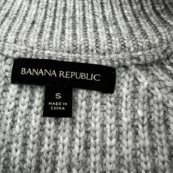 Banana Republic Chunky Turtleneck Zip Merino Wool Alpaca Women Small Gray Mock - Picture 5 of 10